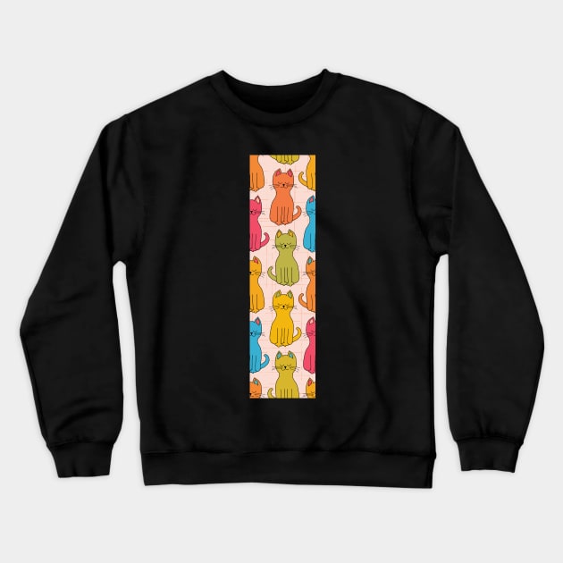 Candy Rainbow happy kitty cats in a row enjoying the sunshine Crewneck Sweatshirt by FrancesPoff